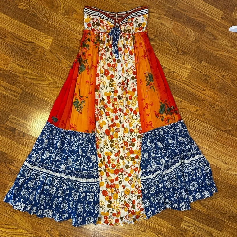 Free People Golden Dreams Strapless Maxi Dress Size Small - Picture 4 of 9